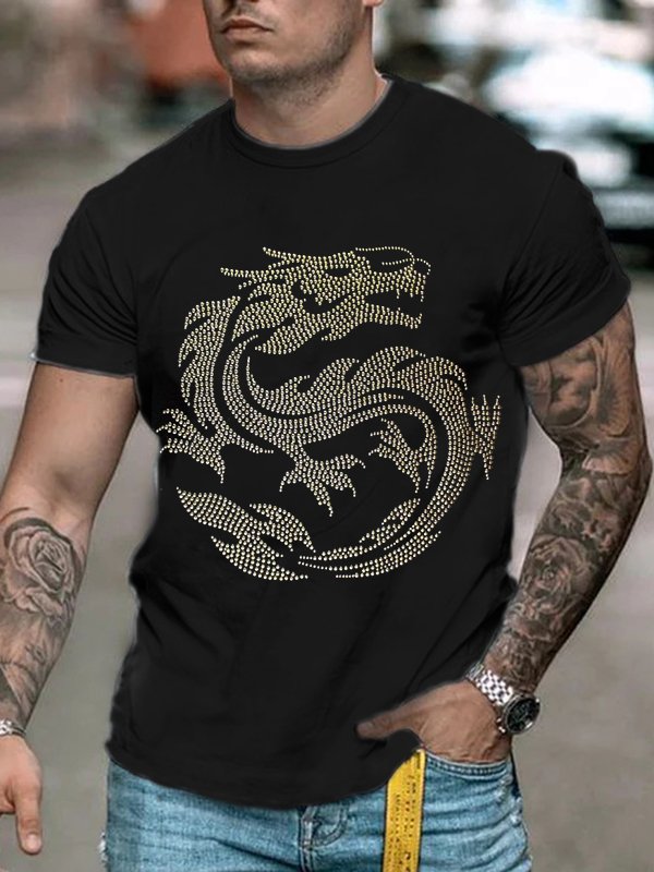 Men's T-shirt Tee Dragon Beads Crew Neck Cool Black 3D Print Outdoor Street Short Sleeve Print Clothing Apparel Basic Sports Designer Casual - DUVAL