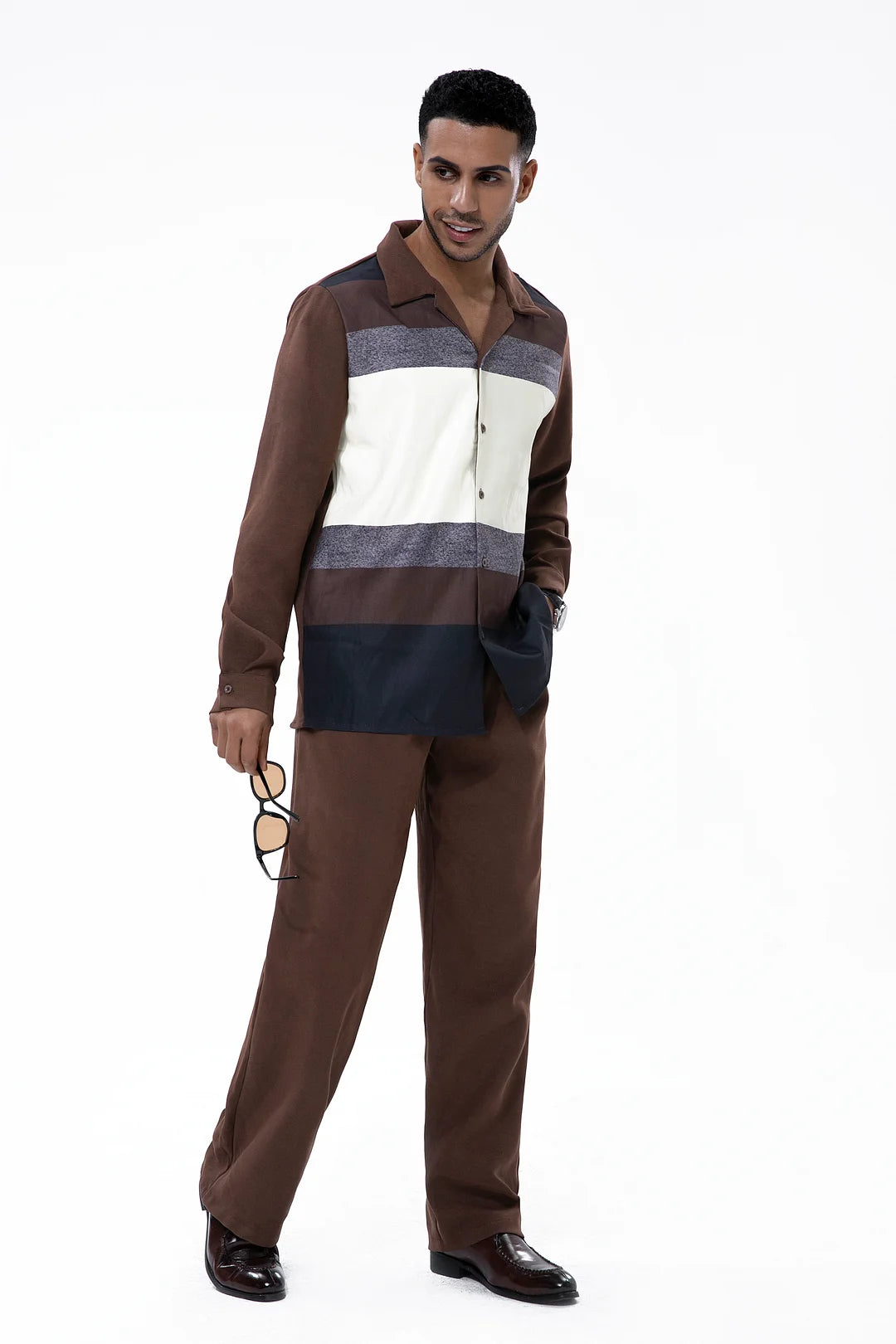 Brown Suede Long Sleeve Walking Suit 028