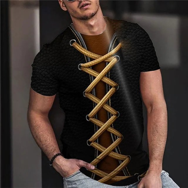Men's T shirt Tee 3D Print Graphic Prints Crew Neck Street Daily Print Short Sleeve Tops Designer Casual Big and Tall Sports Black - DUVAL