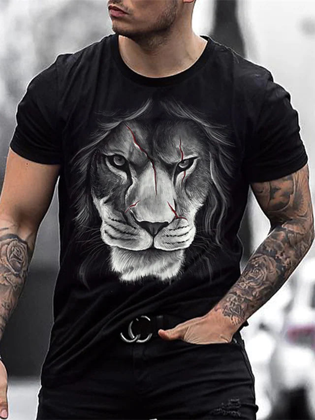 Men's T-Shirt 3D Print Short Sleeve Casual Tops - DUVAL