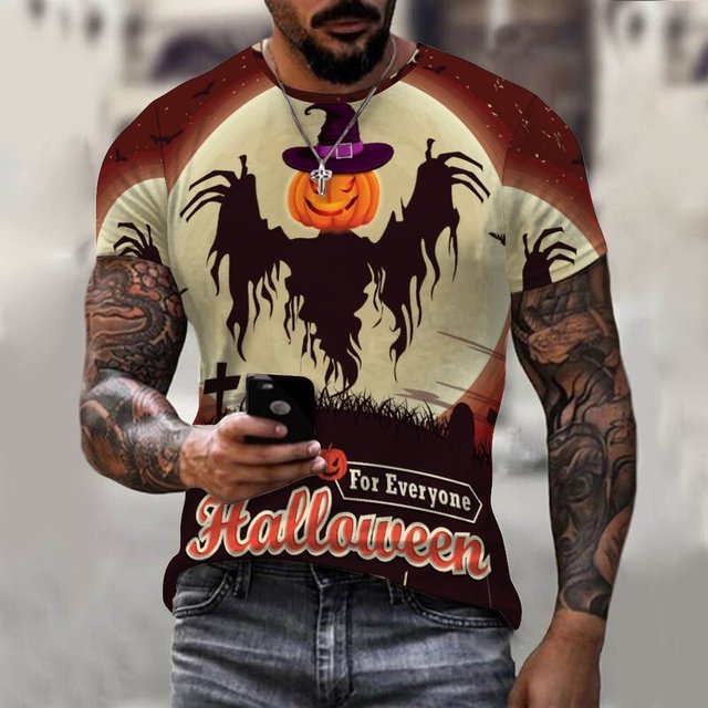 Men's Stylish Casual Halloween Short Sleeved T-Shirt - DUVAL