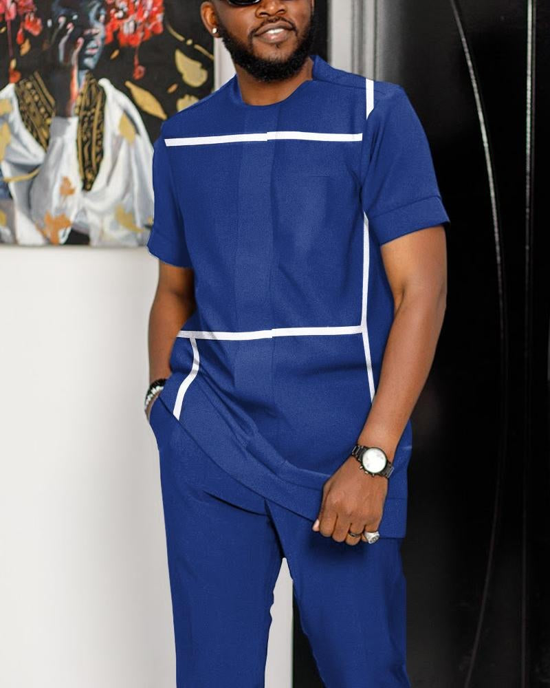 Casual Colorblock Walking Suit-045