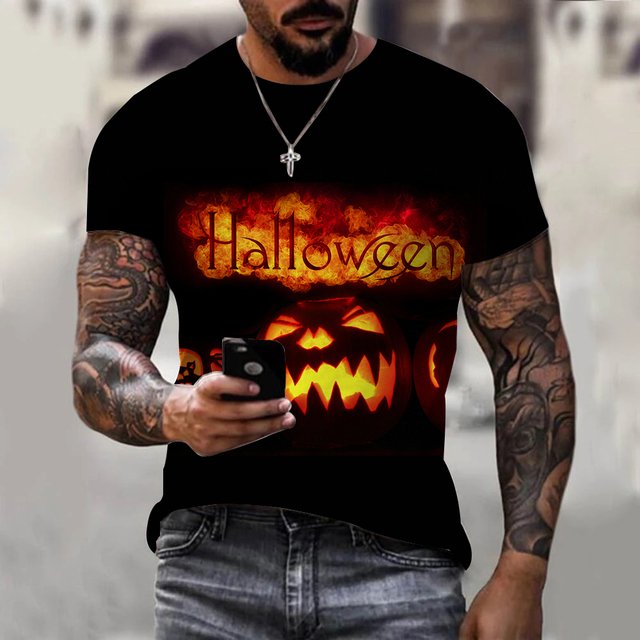 Men's Stylish Casual Halloween Short Sleeved T-Shirt - DUVAL