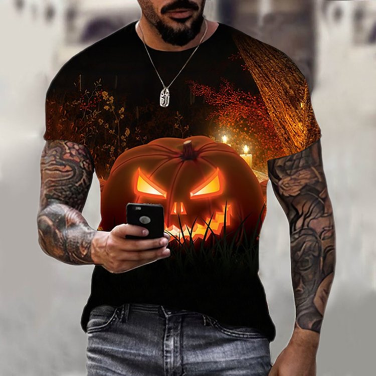 Men's Stylish Casual Halloween Short Sleeved T-Shirt - DUVAL