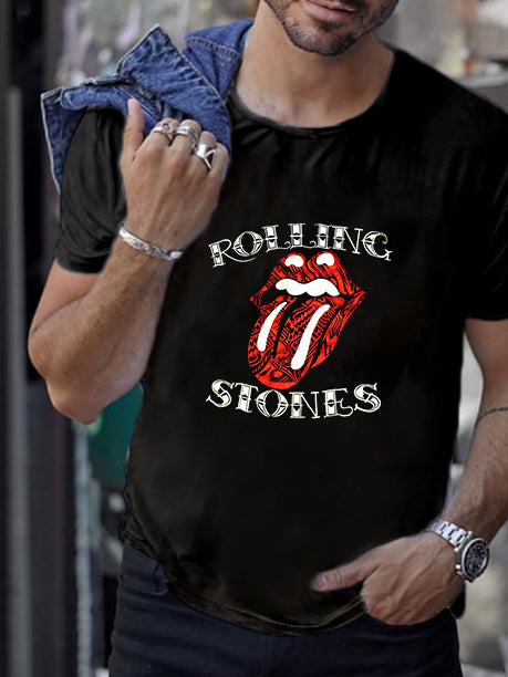 Men's Fashion Casual Black Mouth Printed T-Shirt - DUVAL