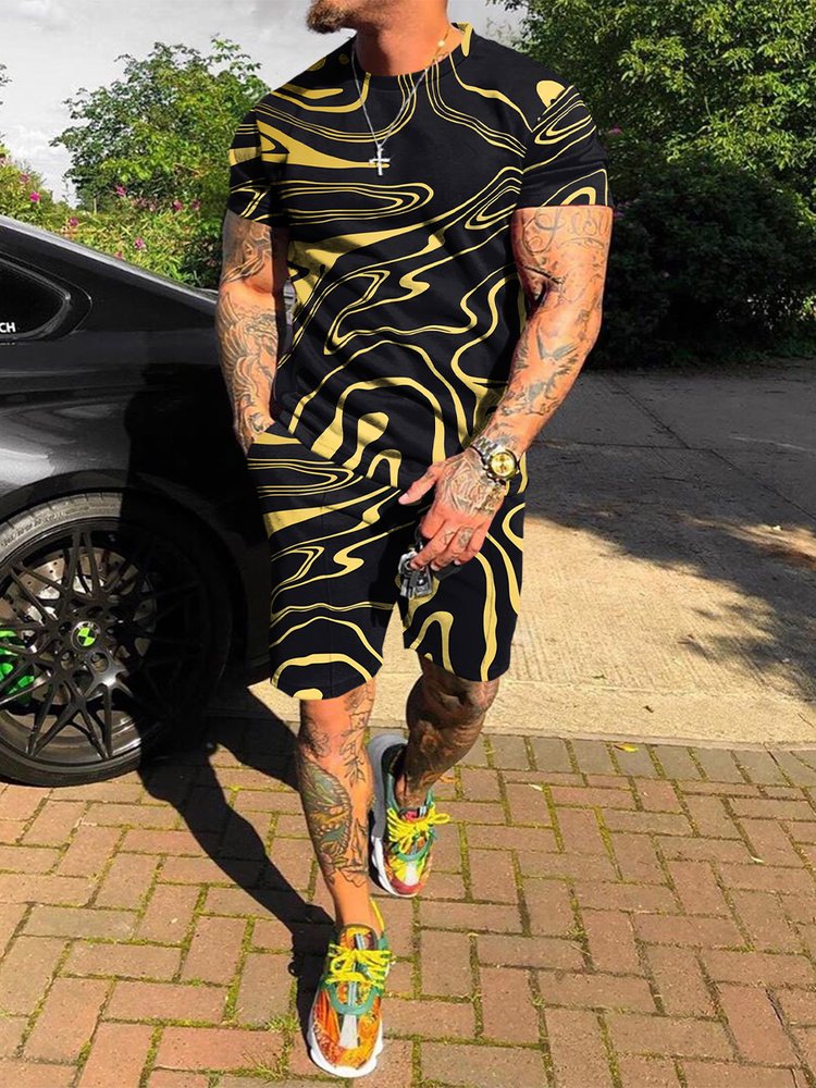 Men's Street Fashion Gilding Printed Casual Suit - DUVAL