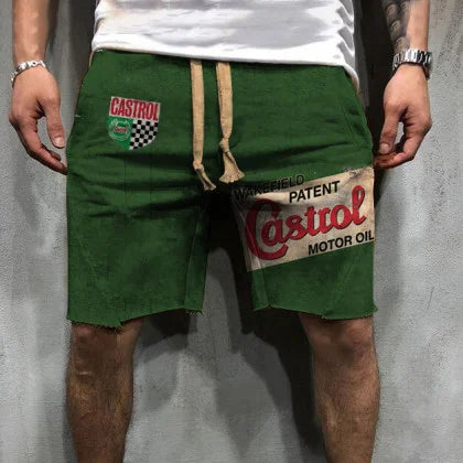 Retro Engine Oil Logo Print Shorts - DUVAL