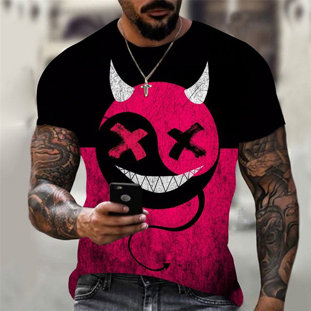 Men's Stylish Casual Halloween Short Sleeved T-Shirt - DUVAL