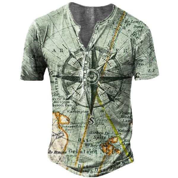 Vintage Men's Comfortable Breathable Print T-Shirt - DUVAL