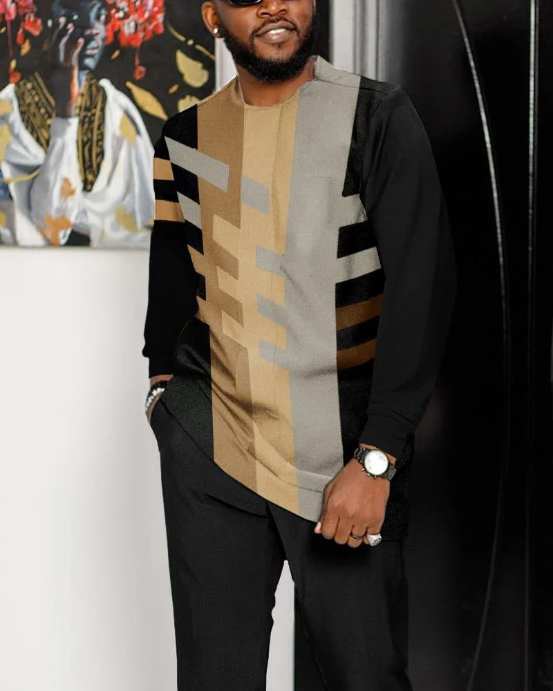 Men's Casual Color Blocking Long Sleeve Walking Suit-008 - DUVAL