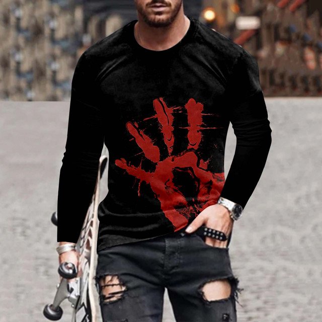 Men's Stylish Casual Halloween Long-Sleeved T-Shirt - DUVAL