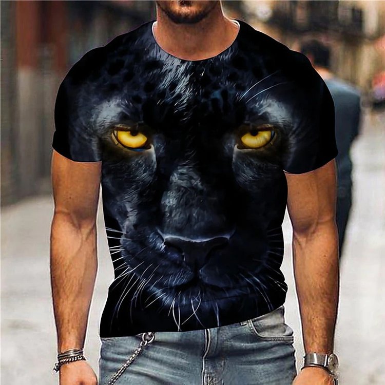 Men's T shirt Tee 3D Print Graphic Prints Animal Crew Neck Street Daily Print Short Sleeve Tops Casual Designer Big and Tall Sports Black - DUVAL