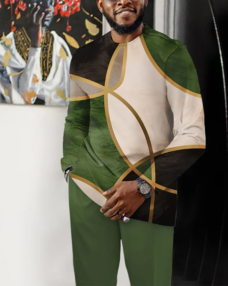 Casual Color Blocking Long Sleeve Walking Suit-186