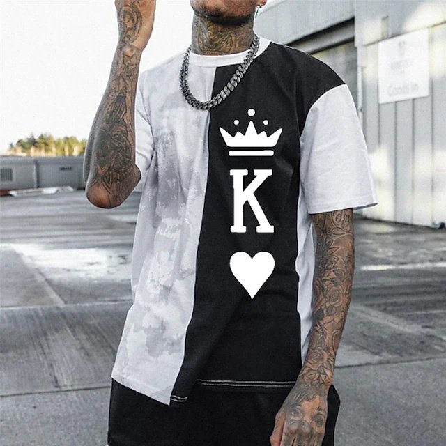 Men's T shirt Tee 3D Print Color Block Graphic Prints Crew Neck Street Daily Print Short Sleeve Tops Casual Classic Big and Tall Sports Black - DUVAL