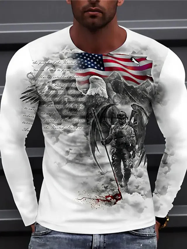 Men's T shirt Tee Shirt Tee Graphic Prints Golf Crew Neck Dark Gray Gray White 3D Print Daily Holiday Long Sleeve Print Clothing Apparel Designer Casual Big and Tall - DUVAL