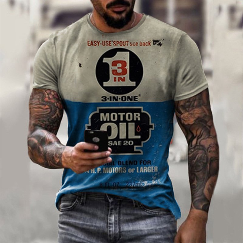 Men's No. 1 Oil Vintage Print T-Shirt - DUVAL