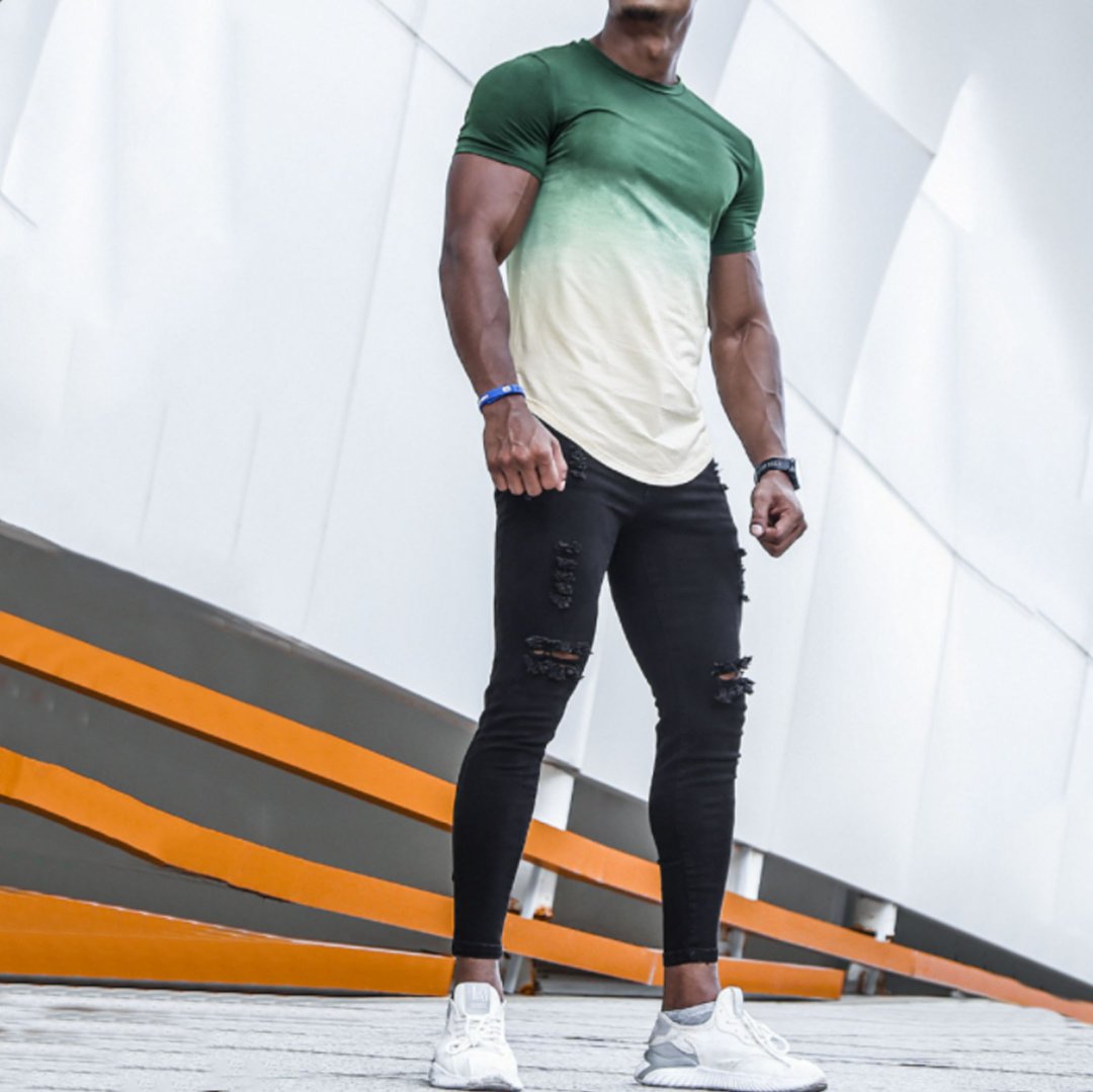 Men's Gradient Slim Fit Casual T-Shirt - DUVAL