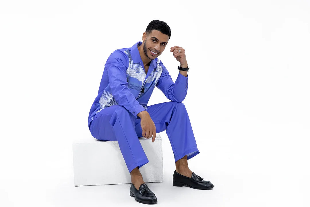 Purple Long Sleeve Trouser Line Two-Piece Walking Suit