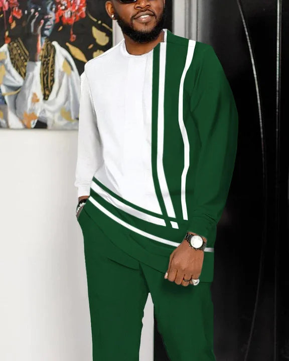 Casual Color Blocking Long Sleeve Walking Suit-165