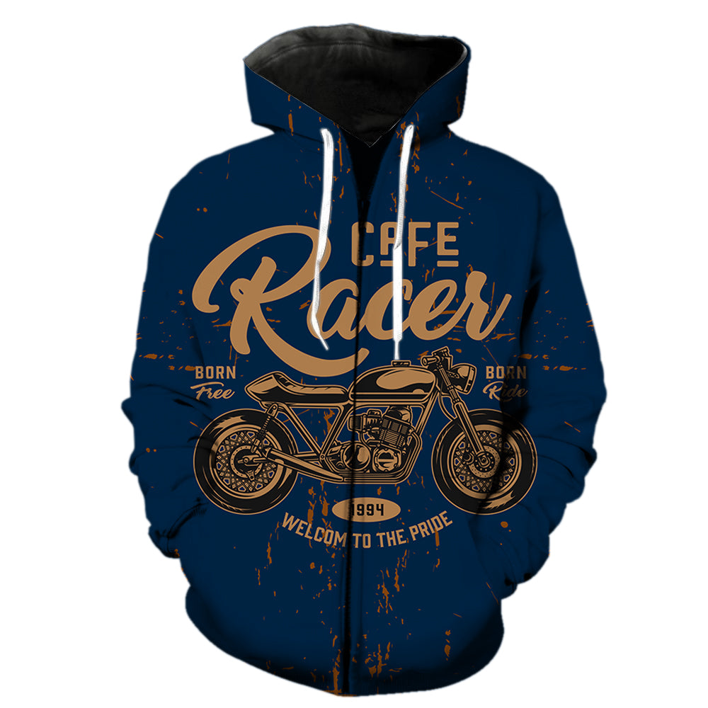 Cafe Racer Motorcycle Zipper Hoodie