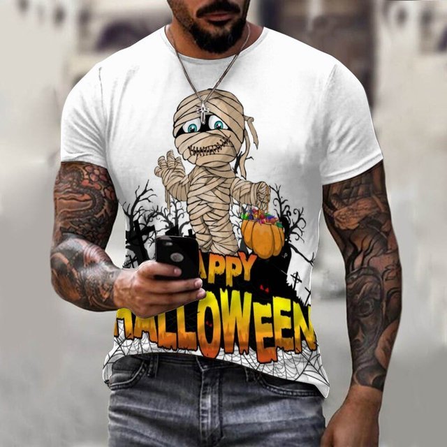 Men's Stylish Casual Halloween Short Sleeved T-Shirt - DUVAL