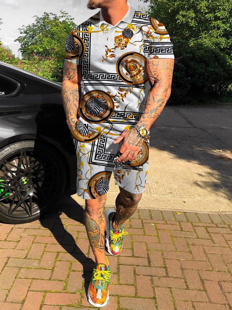 Men's Street Fashion Printed Polo Suit - DUVAL