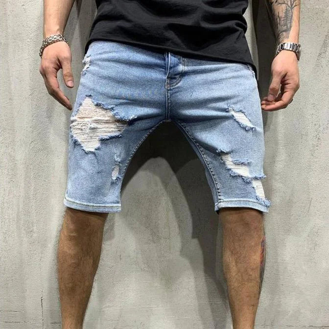 Men's Shorts Ripped Street Fashion Retro Jeans - DUVAL