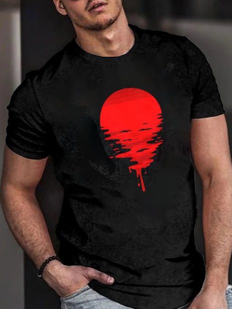 Men's Fashion Casual Black Printed T-Shirt - DUVAL