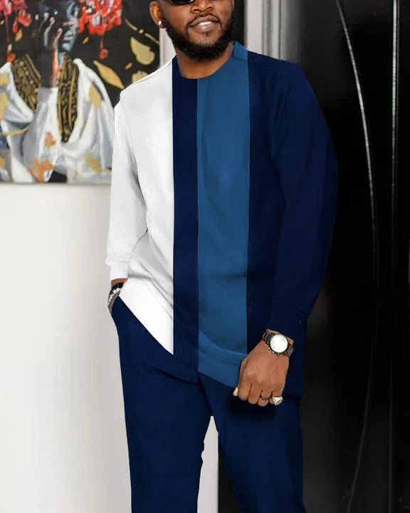 Casual Color Blocking Long Sleeve Walking Suit-171