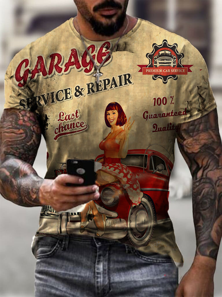 Men's Retro Moto Tin Logo Printed T-Shirt - DUVAL