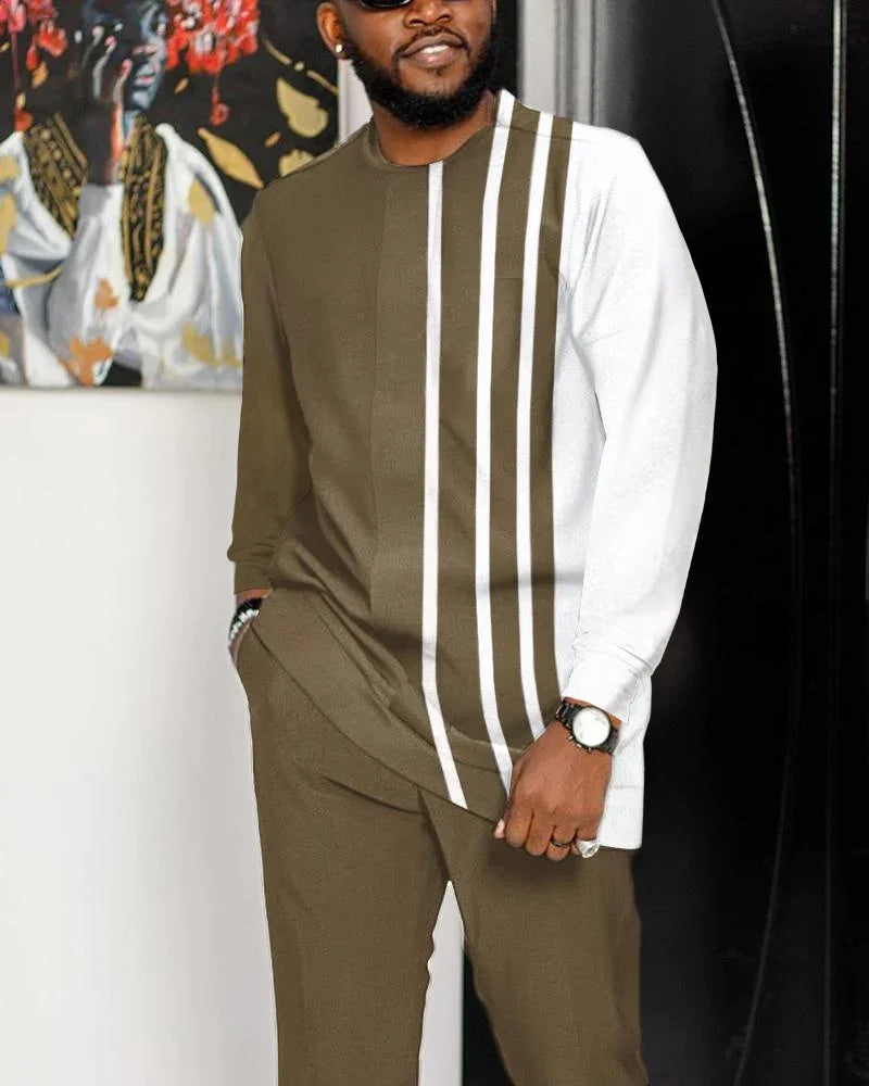 Casual Color Blocking Long Sleeve Walking Suit-010