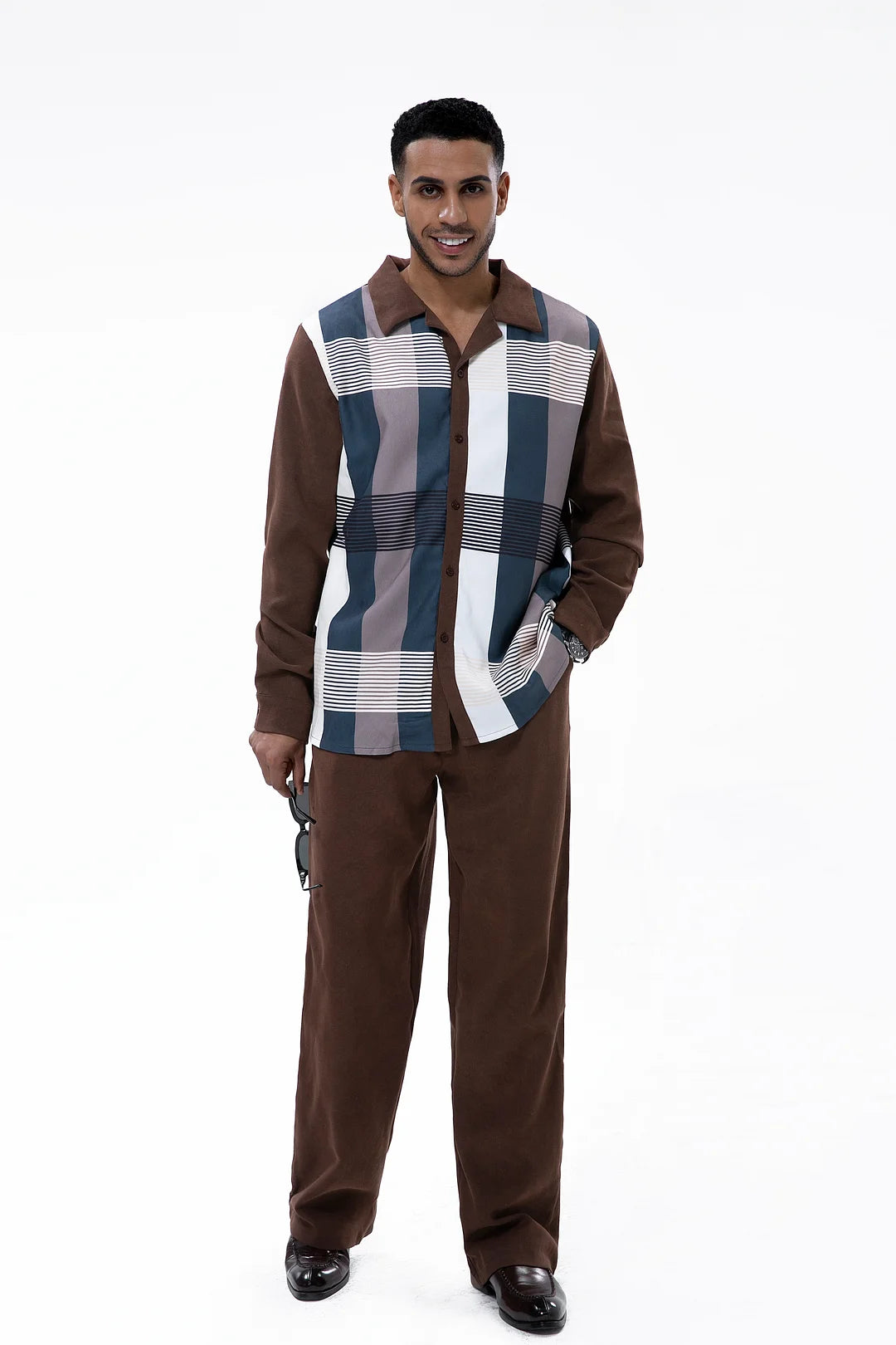 Brown Suede Long Sleeve Walking Suit 027