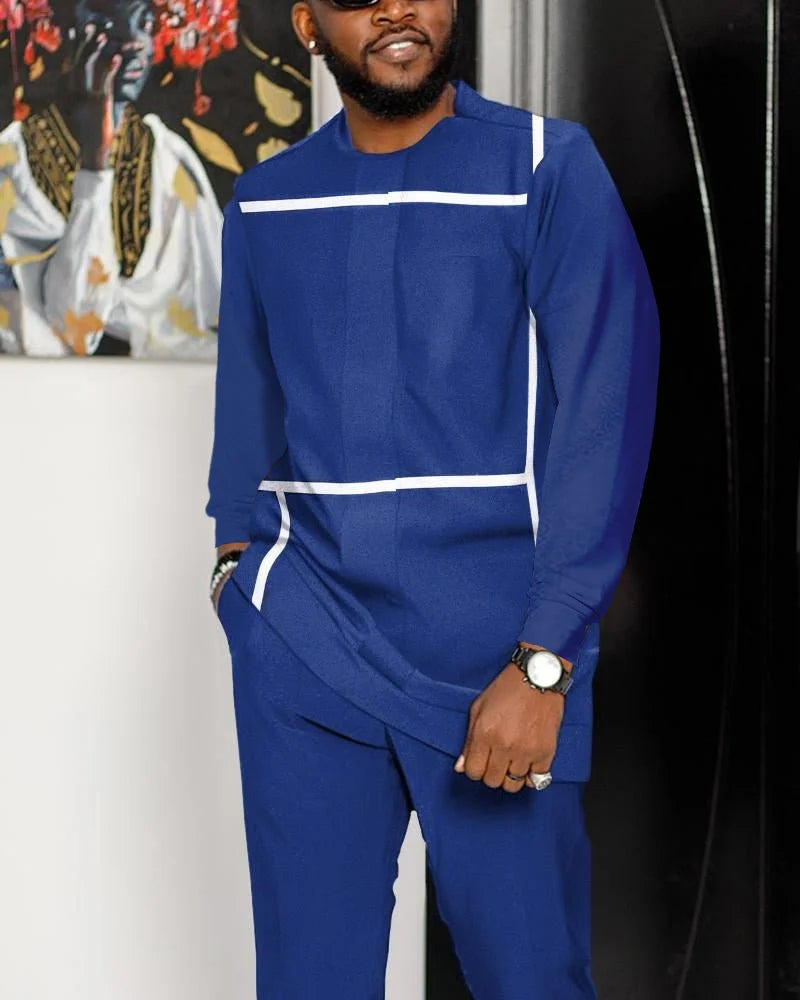 Men's Casual Color Blocking Long Sleeve Walking Suit-011 - DUVAL