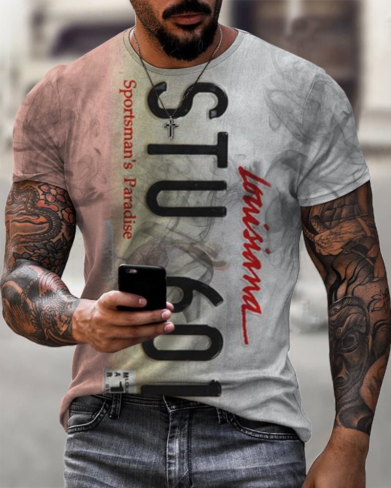 Men's Louisiana License Plate Print Casual T-Shirt - DUVAL