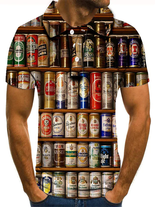 3d Graphic Print Stand-Up Collar Short-Sleeved Polo Shirt - DUVAL