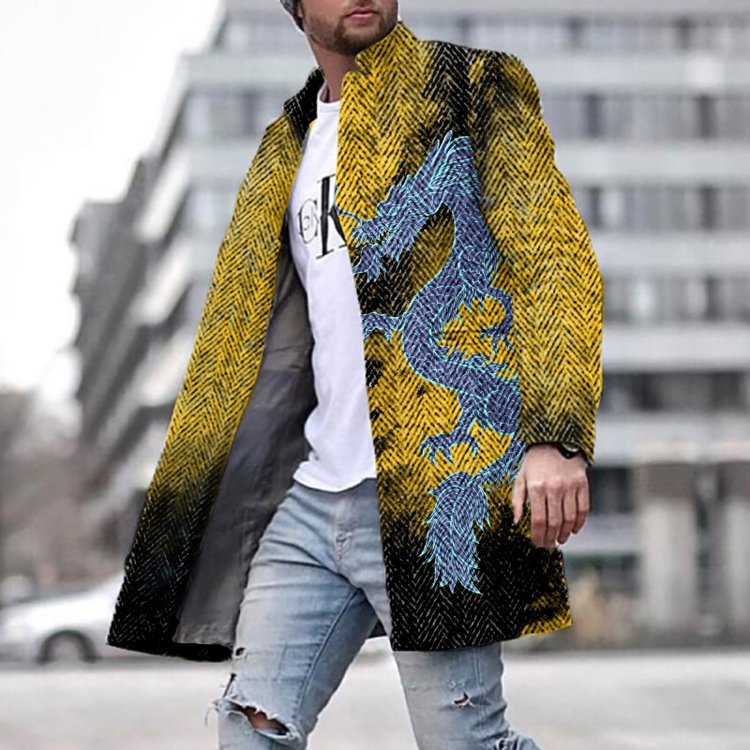 Casual Contrast Long Sleeve Men's Jacket - DUVAL