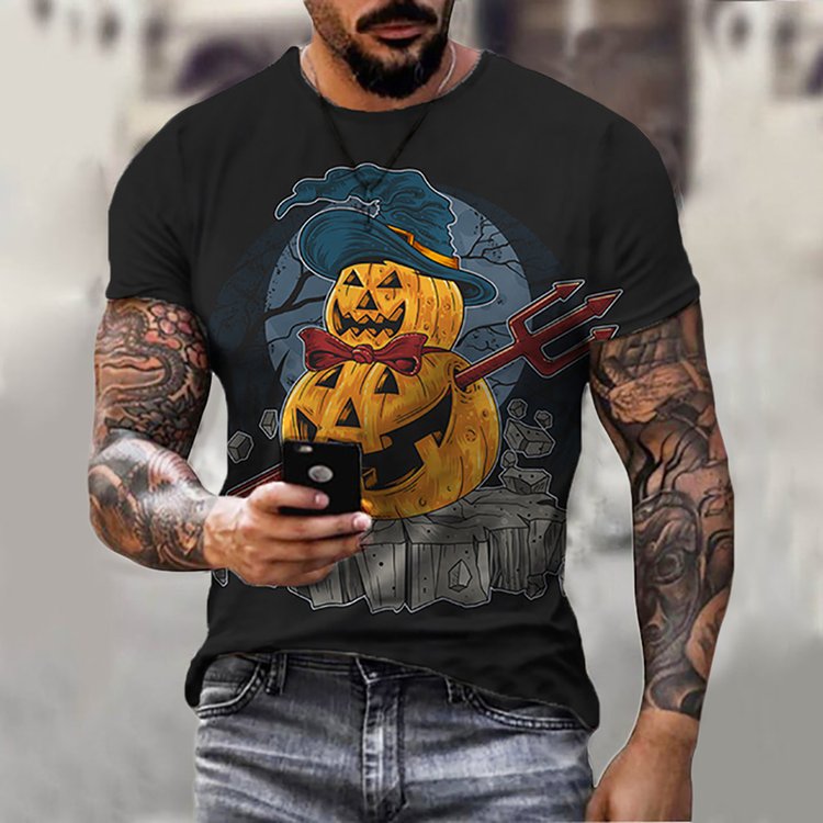 Men's Stylish Casual Halloween Short Sleeved T-Shirt - DUVAL