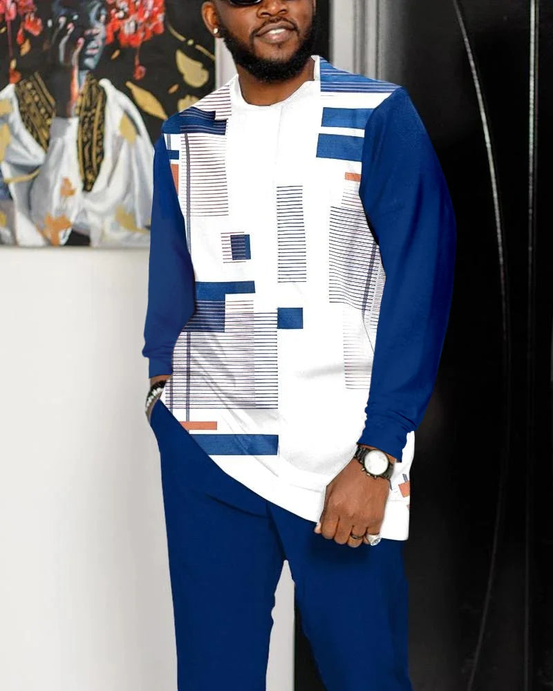 Men's Casual Color Blocking Long Sleeve Walking Suit-022 - DUVAL