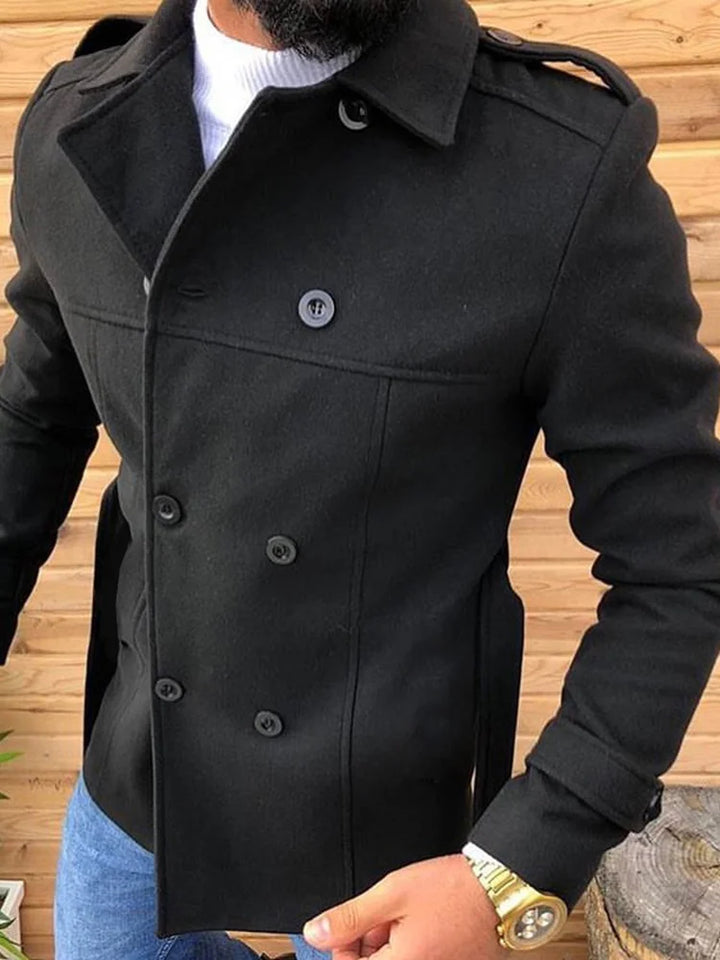Casual Black British Style Short Trench Coat - DUVAL