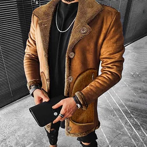 Composite Faux Leather Fleece Thickened Jacket - DUVAL