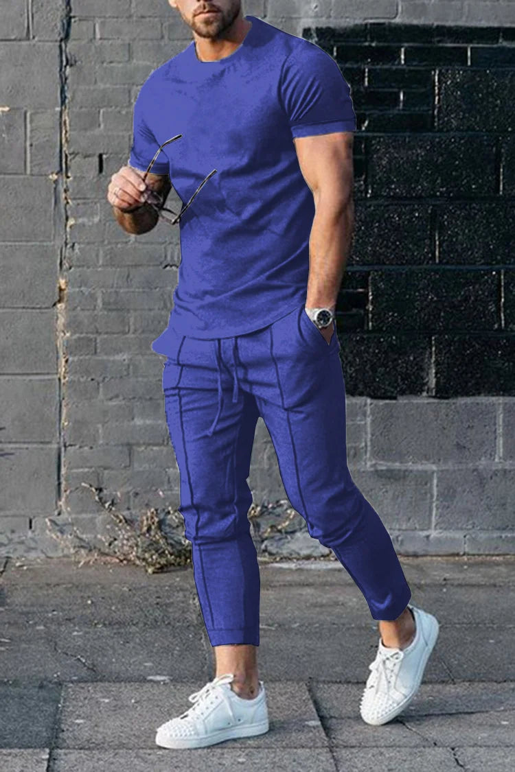 Short Sleeve Casual Two-piece Set - DUVAL