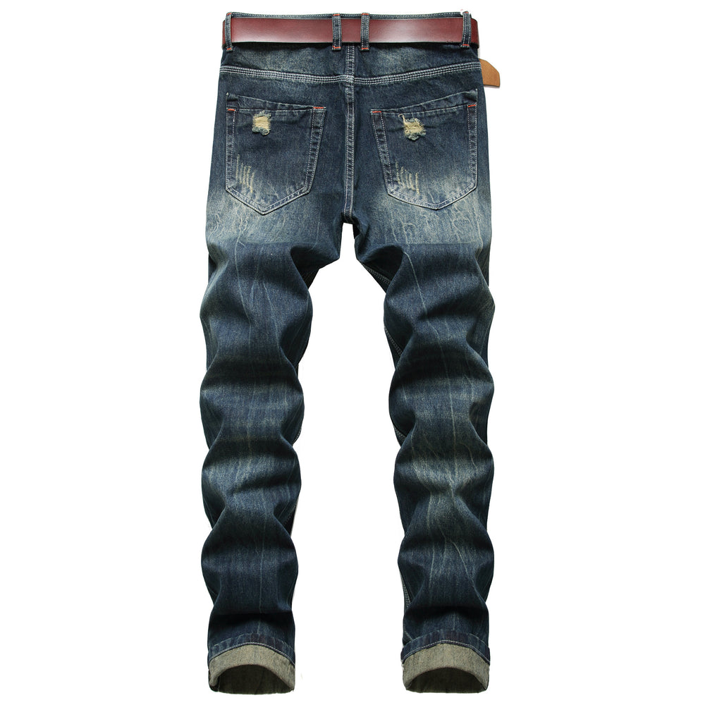 Cotton Ripped Straight Leg Jeans - DUVAL