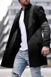 Fashion Black Gradient Linear Art Coat