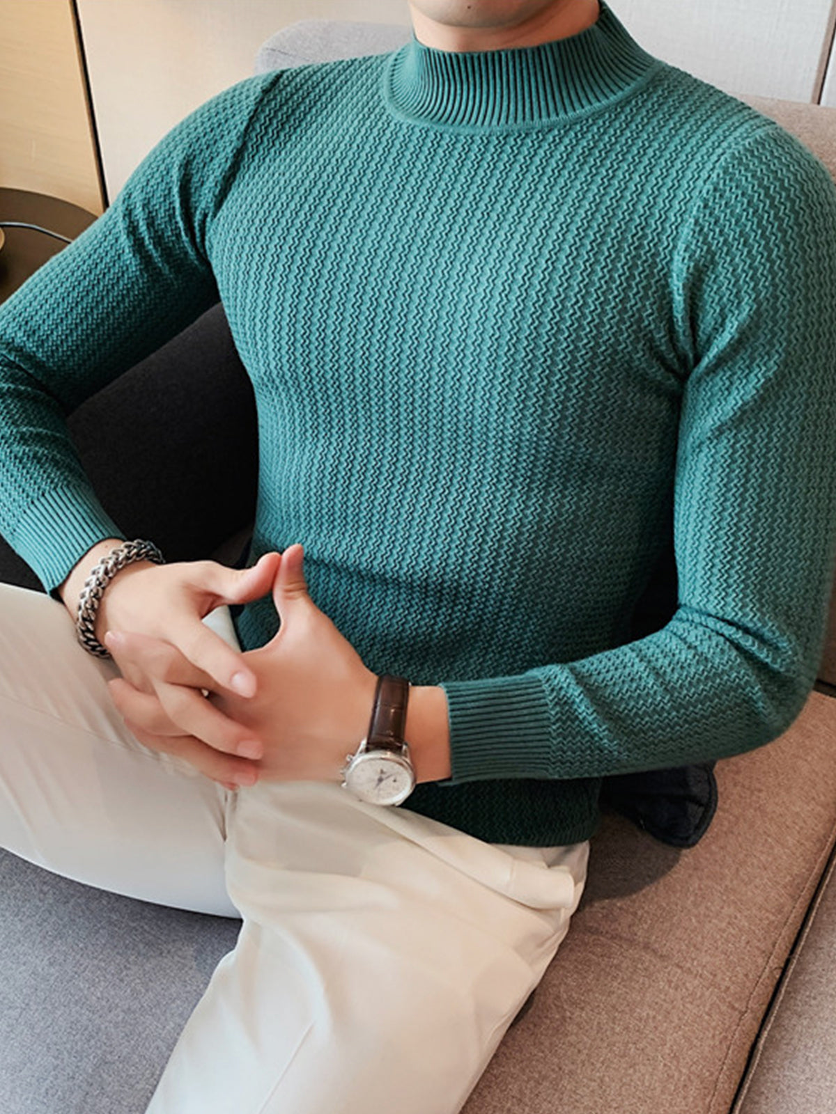 Mock-Neck Texture Baselayer Sweater