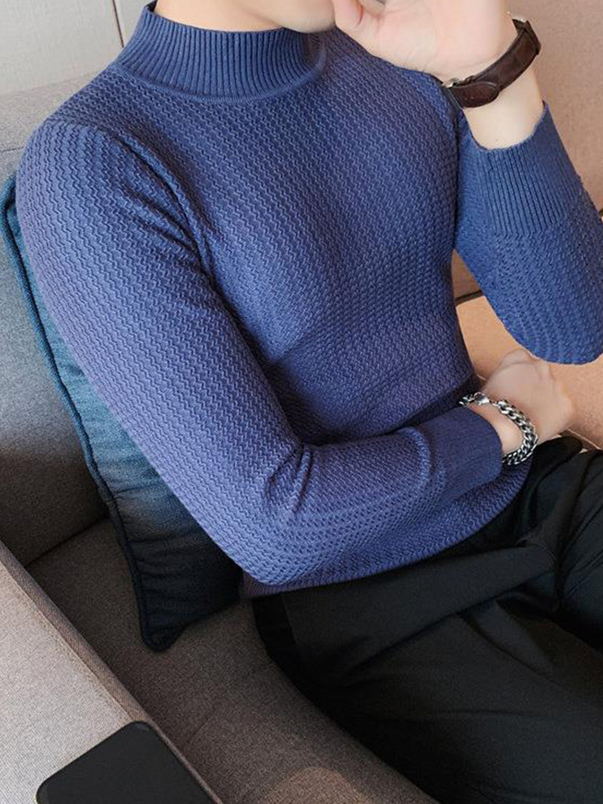 Mock-Neck Texture Baselayer Sweater