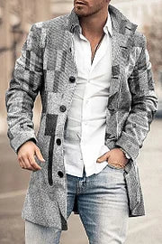 Casual Geometric Grey Stylish Coat - DUVAL