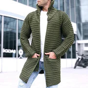 Solid Color Turtleneck Knitted Sweater Long Coat - DUVAL