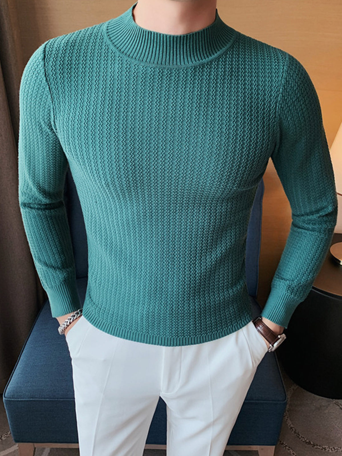 Mock-Neck Texture Baselayer Sweater