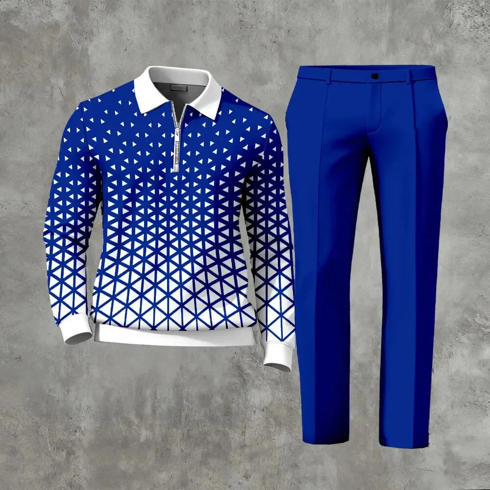 Long Sleeved Casual Quarter Zip Two-Piece Set - DUVAL