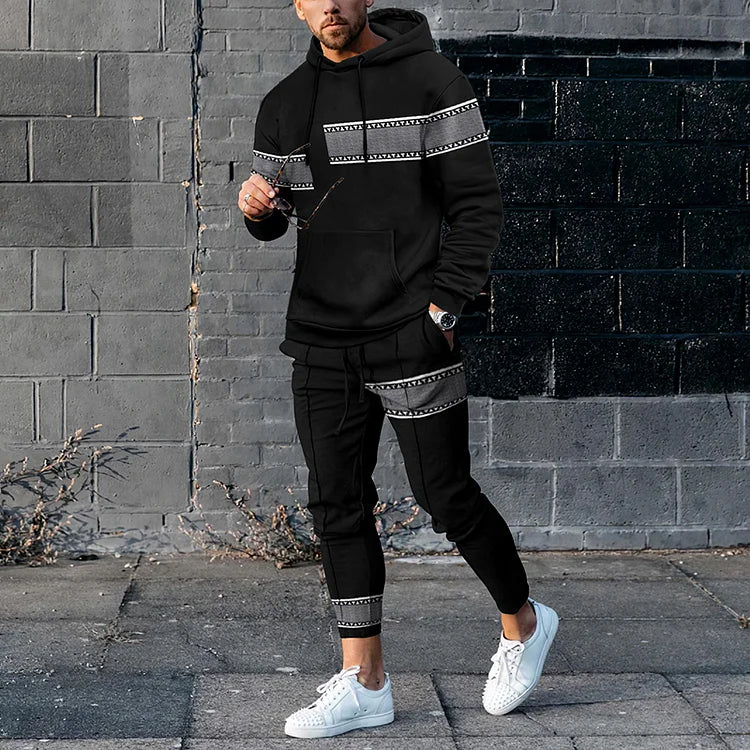 Stylish Geometry Print Hoodie And Sweatpants Co-Ord